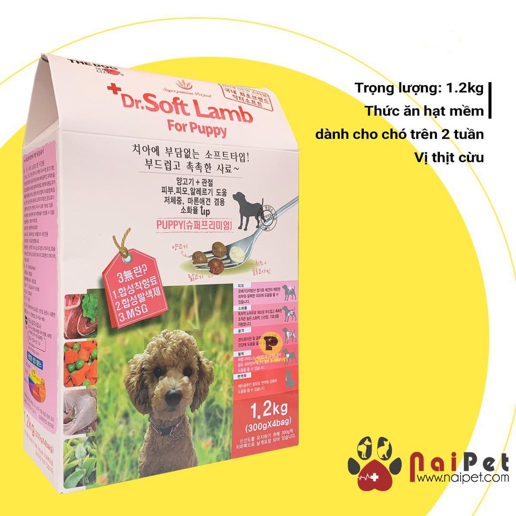 Thức Ăn Hạt Mềm Cho Chó Con Vị Cừu Dr.Soft Lamb For Puppy Hộp 1.2kg