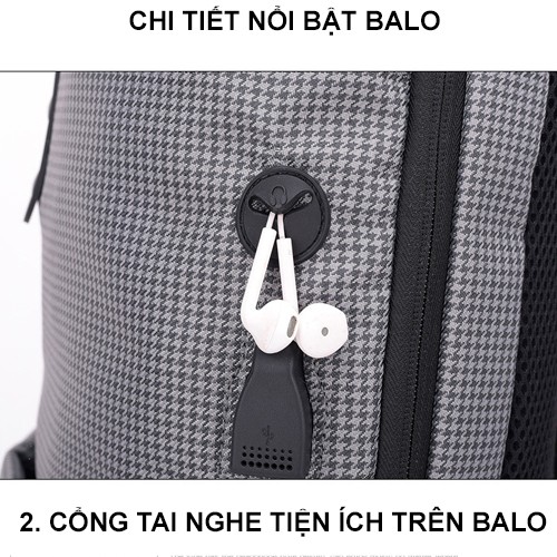 Balo laptop thời trang công nghệ cổng sạc USB