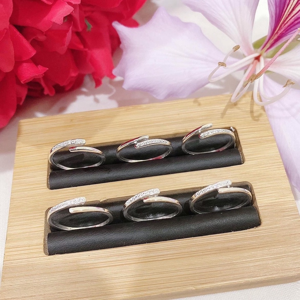 Nhẫn bạc nữ dạng hở đính đá 1 bên NH001 -Chất liệu bạc ta trang sức Bạc Evasilver