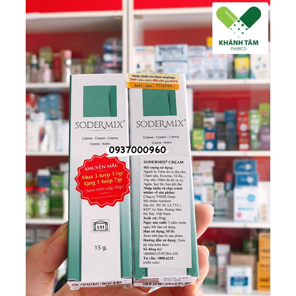 Sodermix Cream 15g - Dùng cho sẹo lồi, sẹo phì đại, chàm Sodemix _Khánh Tâm