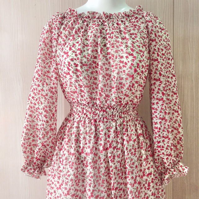 Đầm maxi trễ vai NHIỀU MÀU dài tay đầm vintage bệt vai đầm bầu đi biển hoa | BigBuy360 - bigbuy360.vn