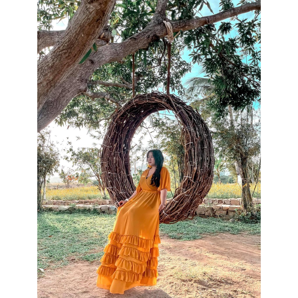 (TÁO ĐỎ BIGSIZE 90KG) SET MAXI VOAN BÈO 5 TẦNG SIÊU XINH 💖💖💖