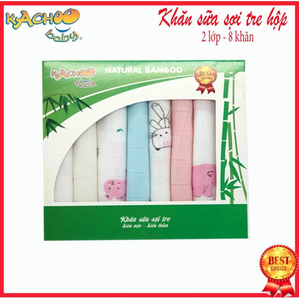 Hộp 8 khăn sữa sợi tre cao cấp Kachoobaby 30 x 30cm