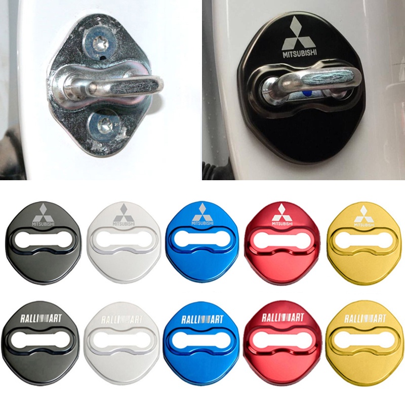 Bộ 4 Khóa Cửa Xe Hơi Trang Trí Nội Thất Cho Mitsubishi Ralliart Pajero Sport Outlander ASX Lancer EX Eclipse Cross