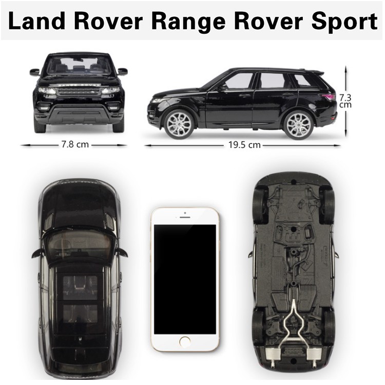 Mô hình xe ô tô Range Rover tỉ lệ 1:24 hãng Welly bằng kim loại mở được 2 cửa xe và nắp máy quà tặng đồ chơi trẻ em