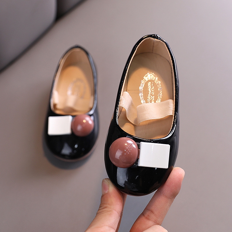 Giày búp bê da đế mềm chống trượt trơn màu xinh xắn thời trang Hàn Quốc dành cho bé