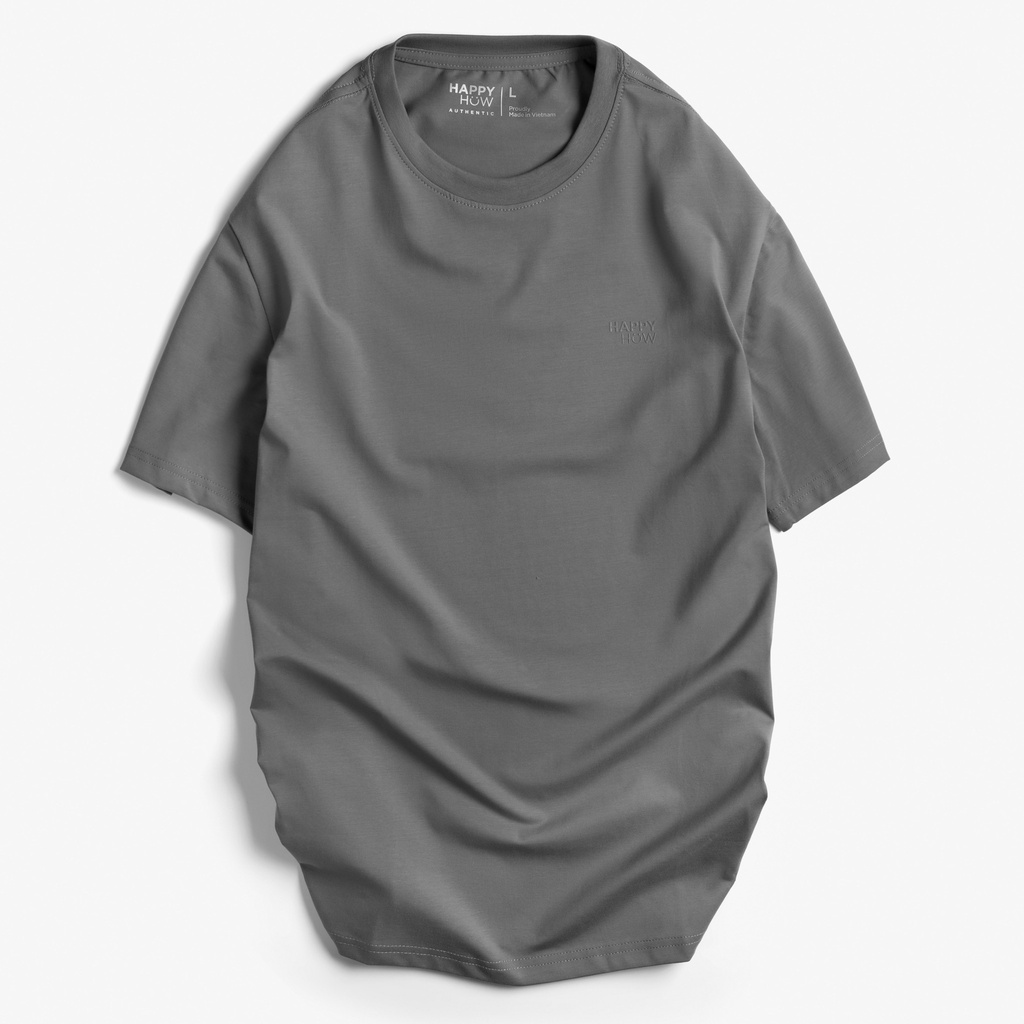 Áo thun nam cổ tròn HappyHow, Chất liệu co giãn 4 chiều dày dặn, Form regular fit