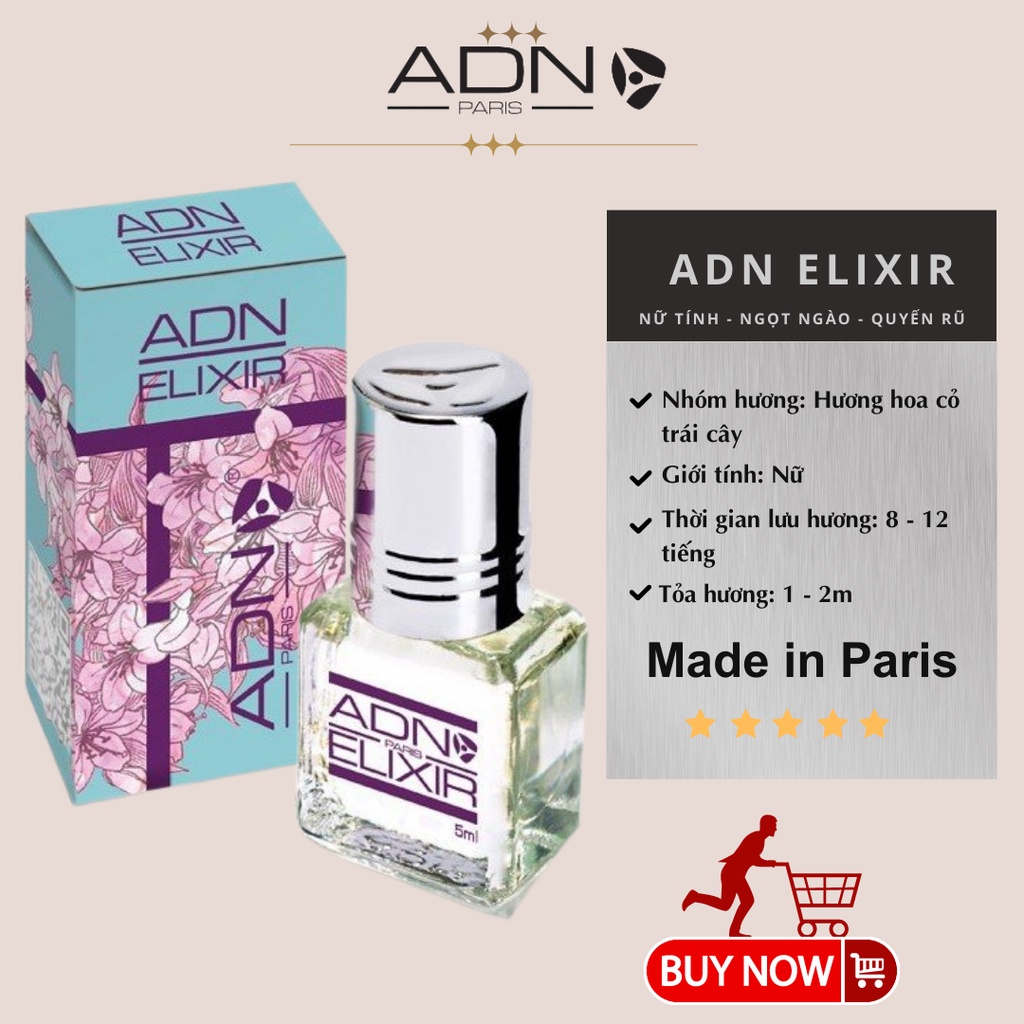 Nước Hoa Nữ ELIXIR ADN PARIS hàng cao cấp chính hãng - Chai 5ml thời gian lưu hương từ 8-12 tiếng