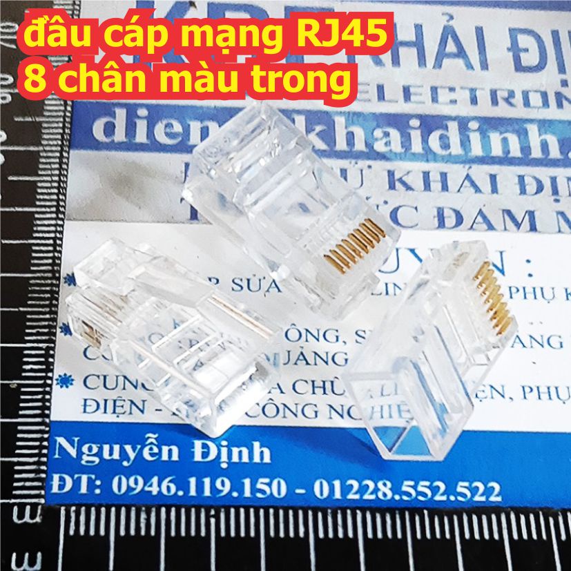 20 cái đầu cáp mạng hạt RJ-45 RJ45 8 chân màu trong (gói 20 cái) kde3309
