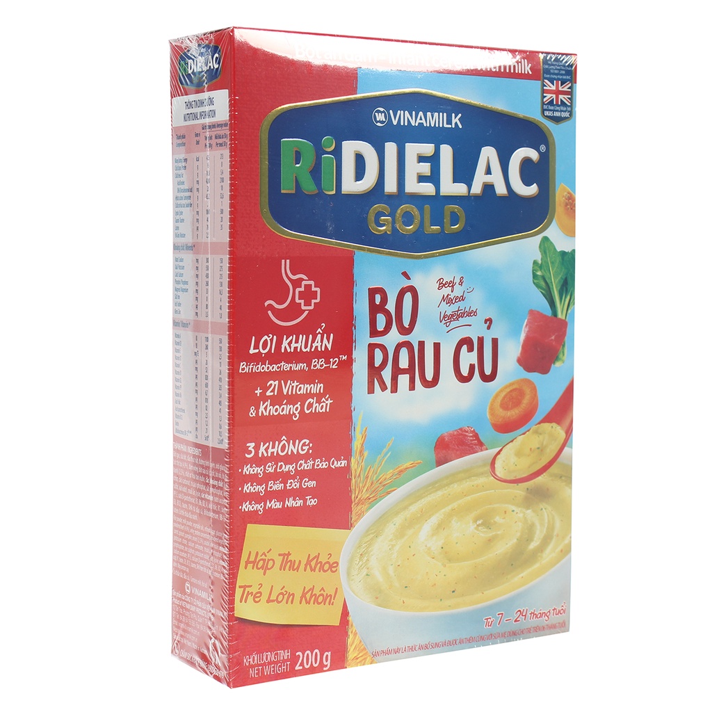 BỘT ĂN DẶM RIDIELAC GOLD - HỘP GIẤY 200G (Đủ vị)