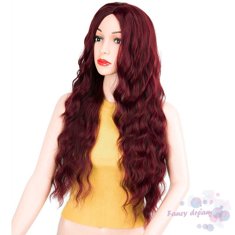 COD Synthetic Long Wavy Loose Hair Wig Natural Long Curly Heat Resistant Fiber Wigs Hair Accessories