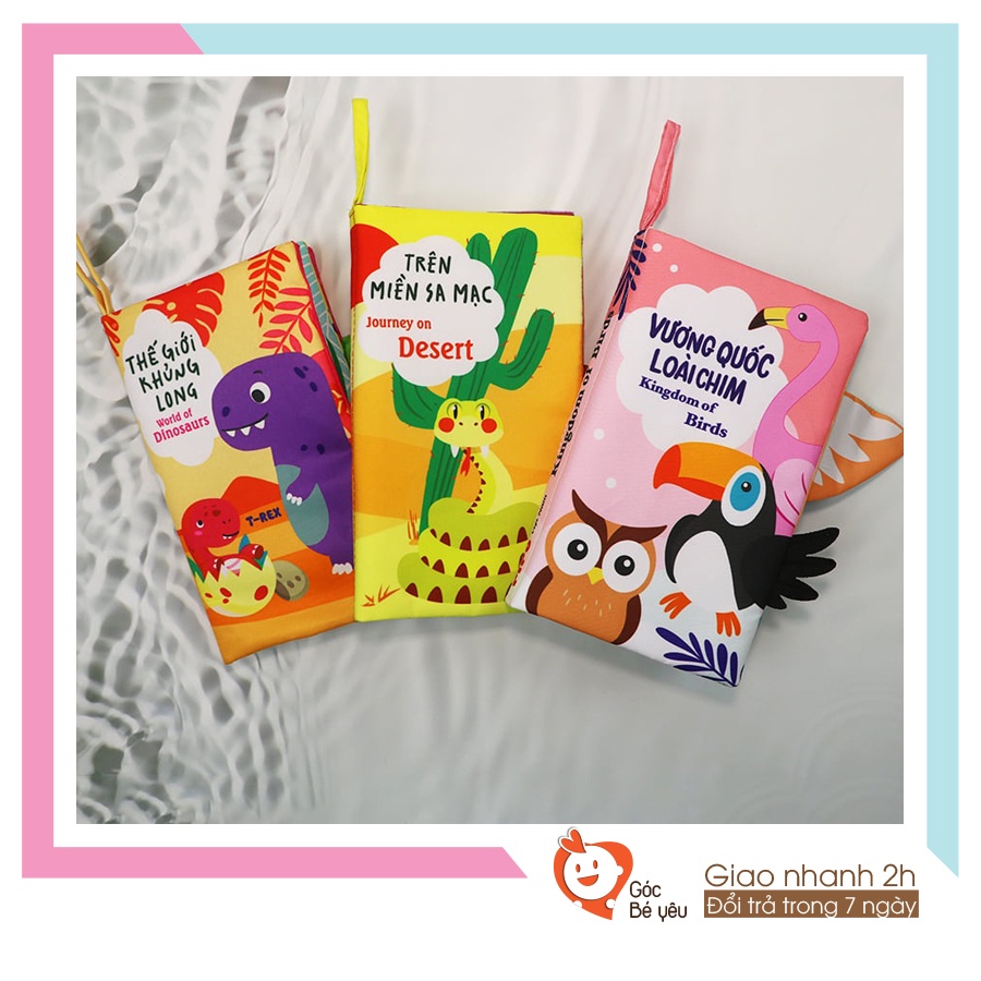 Sách vải cho bé sách tương tác đoán đuôi con vật đồ chơi cho bé phát triển giác quan