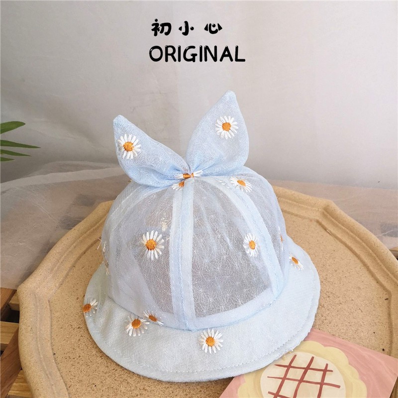 Mũ sơ sinh bé gái - Mũ lưới hoa cúc (1-5m)