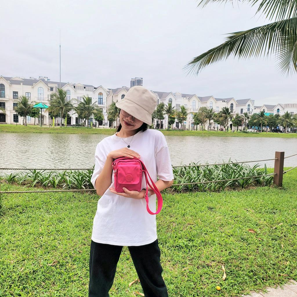 Túi Đeo Chéo Kipling Mã KL192 Họa Tiết, Có Tặng Móc Khóa Khỉ, Chất Liệu Vải Dù Chống Nước  KT 12,5x16x6,5cm