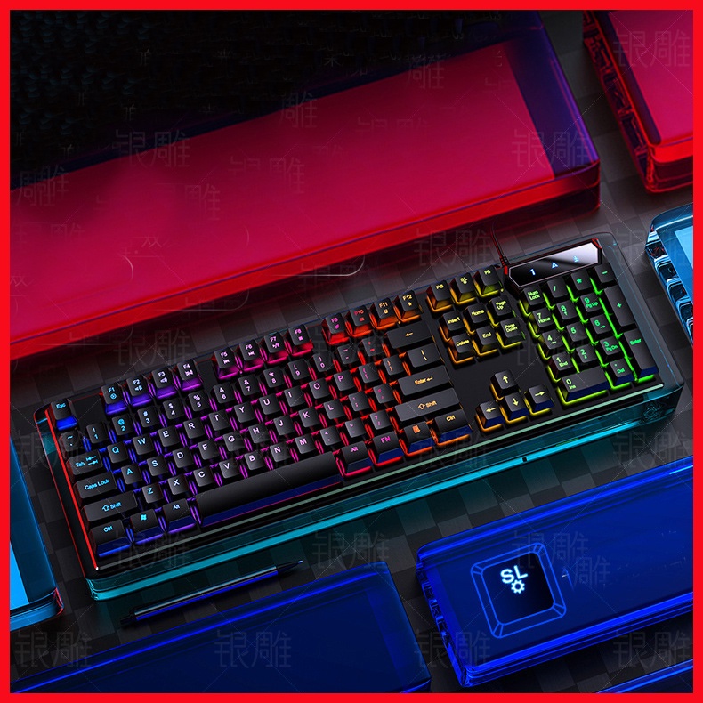 BÀN PHÍM MÁY TÍNH V4 LED 7 MÀU, CHUYÊN GAMING ĐẸP-THIẾT KẾ TINH TẾ, SIÊU NHẠY BH 6 THÁNG