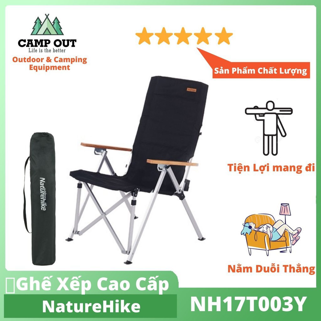 Ghế cắm trại naturehike campoutvn naturehike du lịch dã ngoại ghế gấp gọn lưng tựa A031