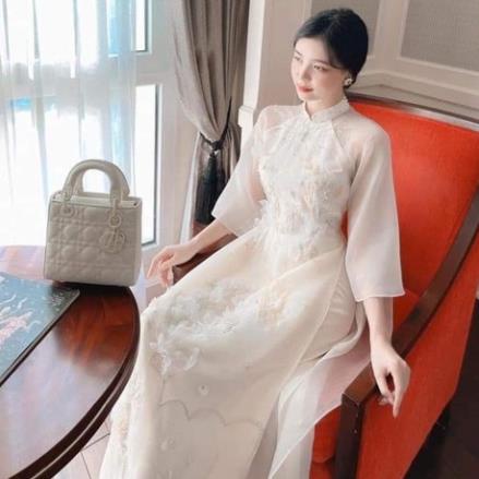 Áo dài cách tân 4 tà voon tơ oganza thiết kế cao cấp