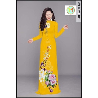 [áo dài lan chinh] áo dài may sẵn hoa nhí phối (cổ tròn tay lở và cổ 2p tay lở khách inbox) [mẫu hot 2021]