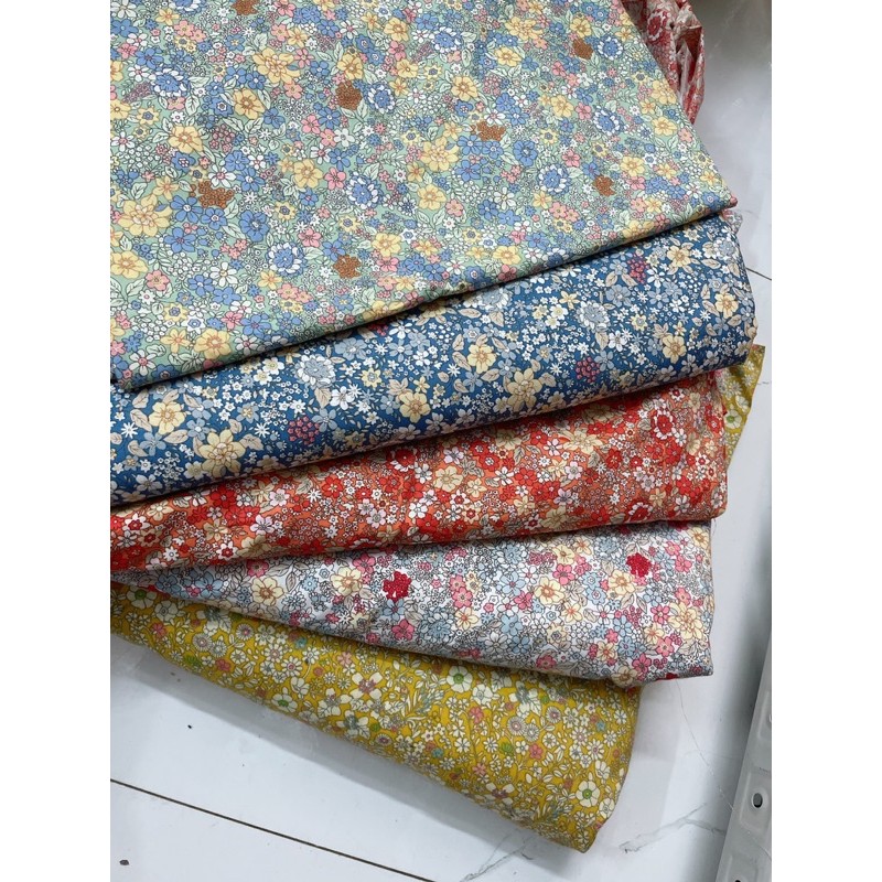 vải thô cotton hoa ella may bộ mặc nhà mềm mát