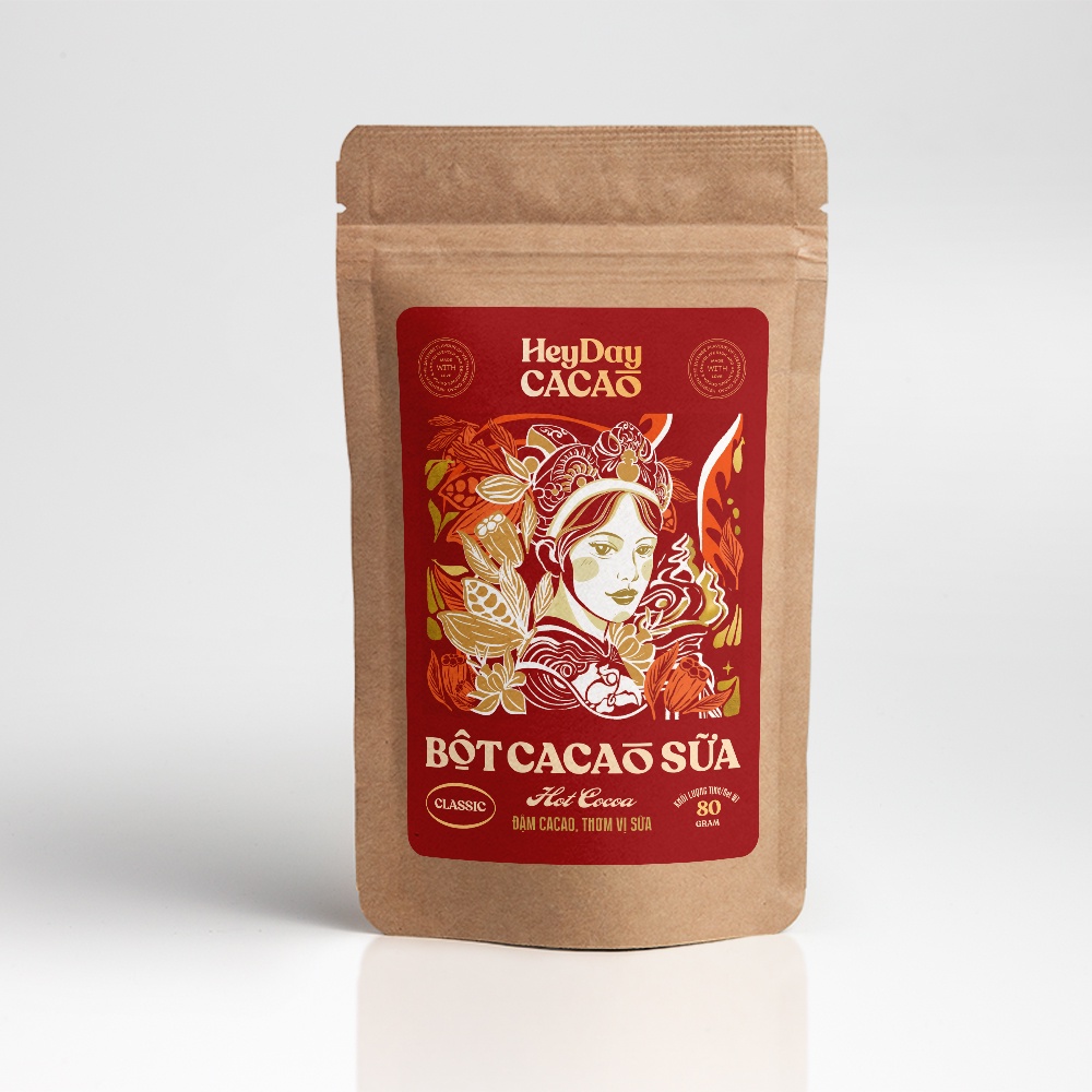 Bột cacao sữa Classic - Đậm cacao, thơm vị sữa – Túi 80g - BSp Thật - Heyday Cacao