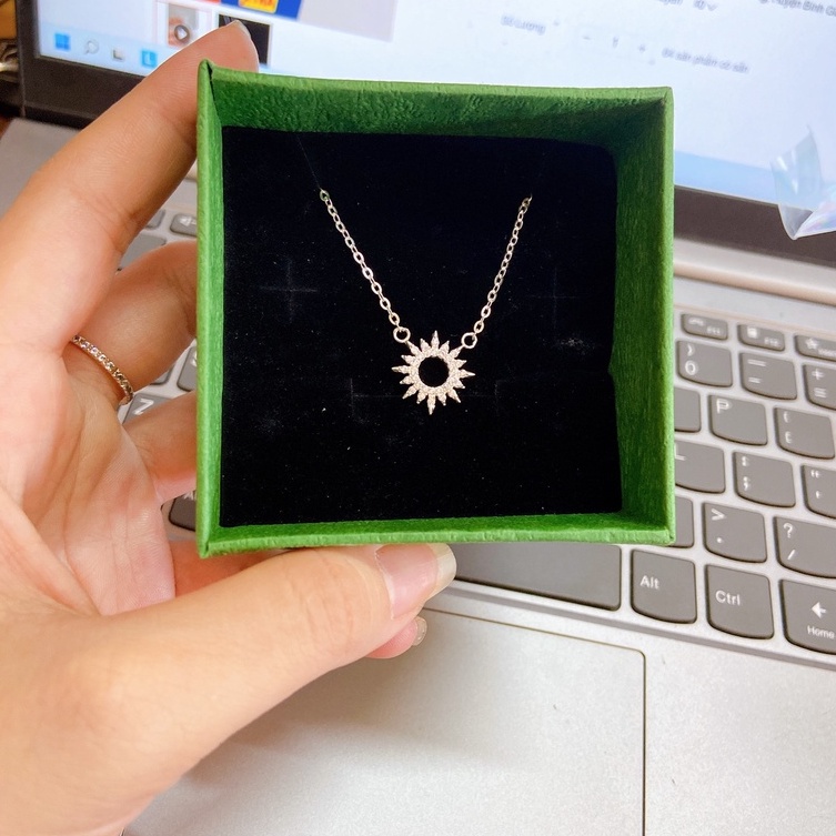 Dây chuyền bạc Tlee, Vòng cổ The Sun nạm đá lấp lánh- TleeJewelry