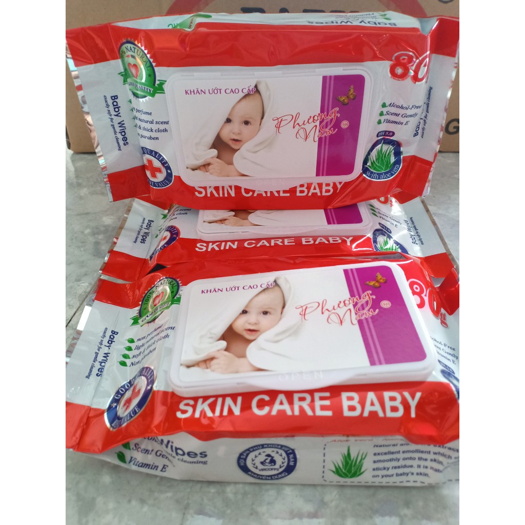 COM BO X 10 HỘP KHĂN ƯỚT CAO CẤP BABY WIPES PHƯƠNG NAM BỊCH 80gr.AN TOÀN, TIỆN DỤNG.