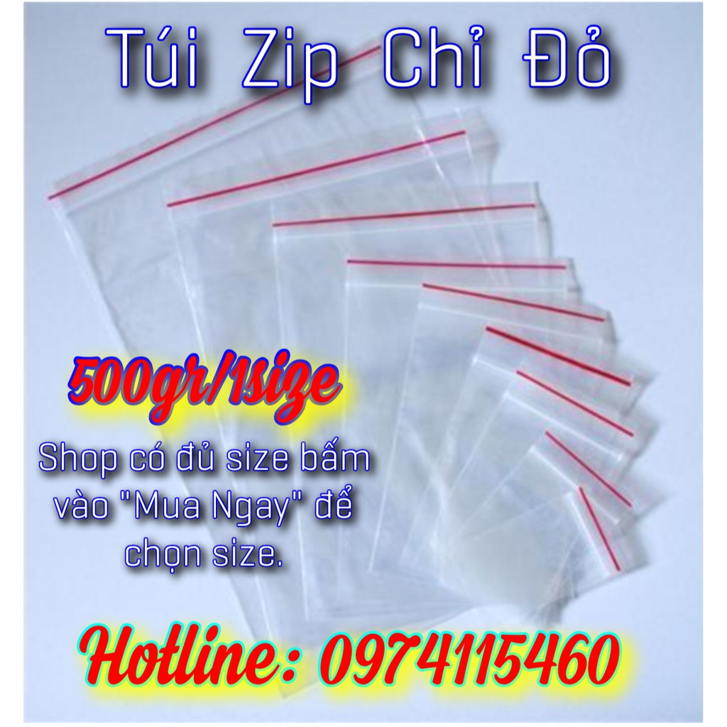 0.5kg túi zipper chỉ đỏ