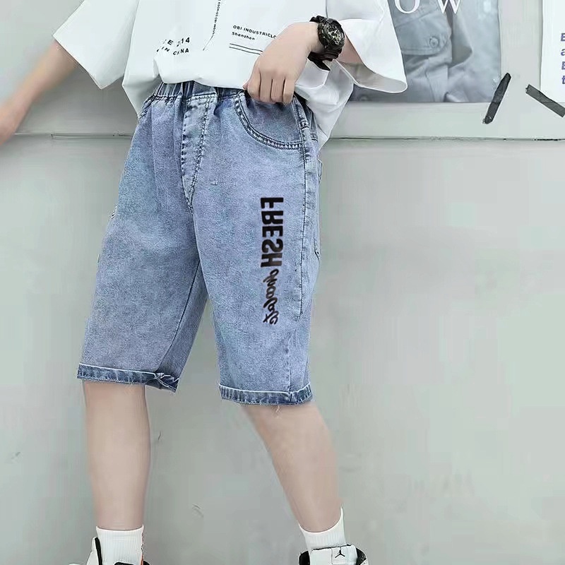 Quần Short Denim In Họa Tiết Dễ Thương Chất Lượng Cao Thời Trang Cho Bé Trai Từ 3-12 Tuổi