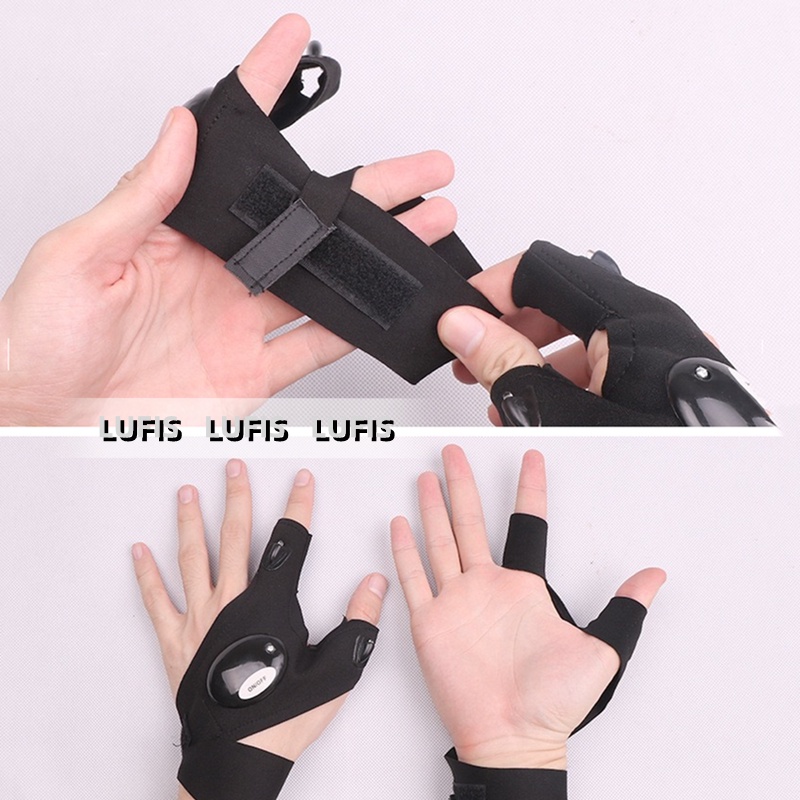 Găng Tay Hở Ngón Có Đèn LED