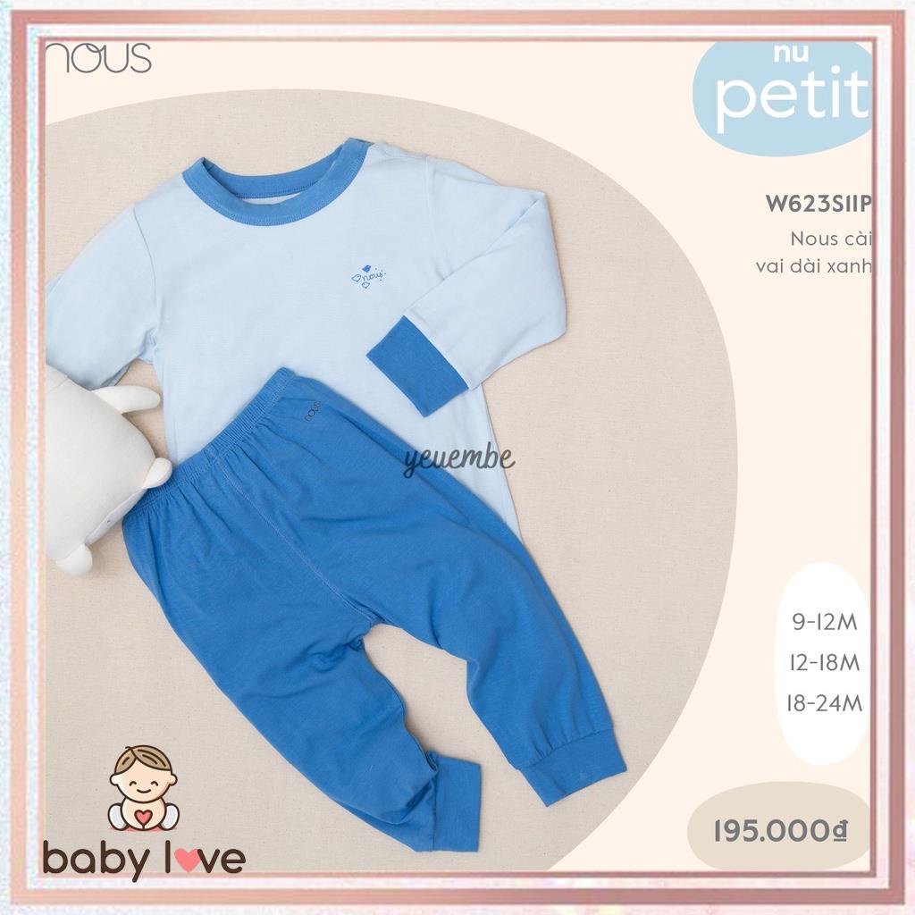 Bộ Đồ Ngủ Cài Vai Dài Tay Màu Xanh NOUS Chất Vải Nu Petit Cho Bé Từ 9 Đến 24 Tháng (8-14kg) Mềm Mịn, Giúp Bé Ngủ Ngon
