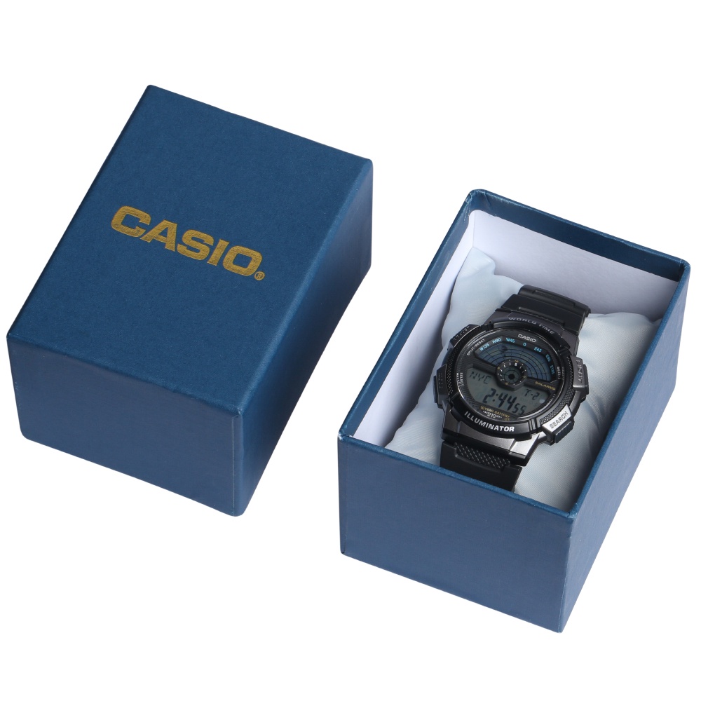 Đồng Hồ Casio Nam AE-1100W-1AVDF Dây nhựa đen - Pin 10 năm - Chống nước 100 mét