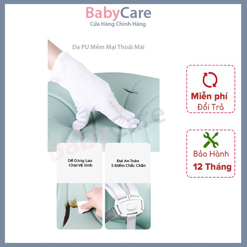 FREESHIP - Ghế Ăn Dặm Có Bánh xe BellyBaby BB105 , Gấp Gọn Tiện Dụng, Phiên Bản 2021 FULL Phụ Kiện - BabyCare