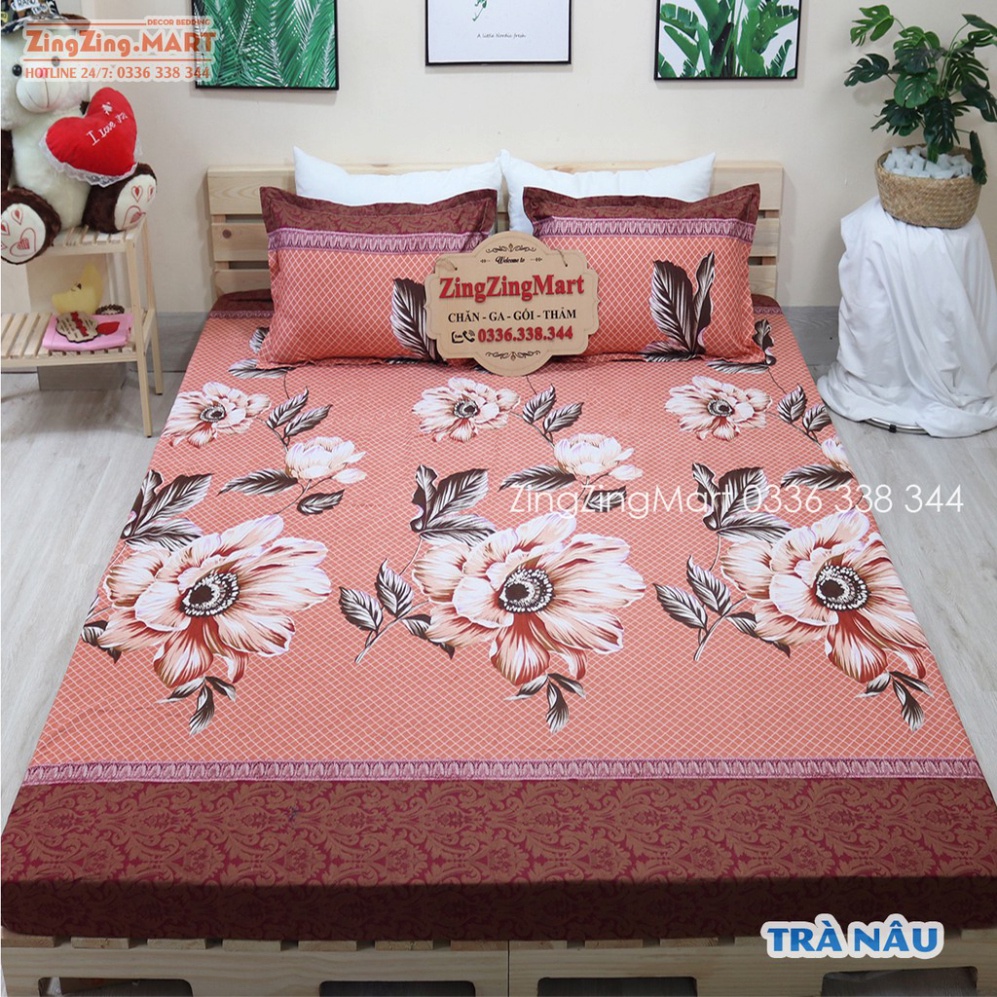 Bộ Ga Gối Poly Ga trải giường | Bộ Drap giường - Họa Tiết Hoa Đẹp Nhã Nhặn - ZingZingMart