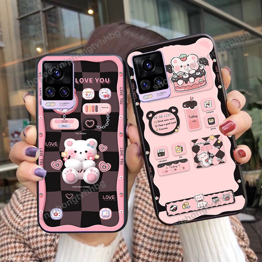 Ốp lưng Vivo V20 gấu,thỏ trắng , đồng hồ dễ thương cute cực đẹp