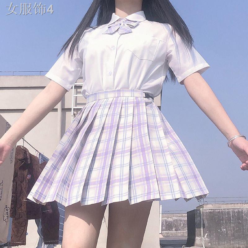 Đồng phục váy phù hợp với Jk trọn bộ phong cách đại học cơ bản Áo sơ mi dài tay Nhật xếp ly nữ sinh kẻ sọc mùa xu | BigBuy360 - bigbuy360.vn