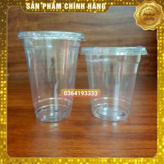 50 cốc nhưa dùng 1 lần PET 500ml nắp phẳng