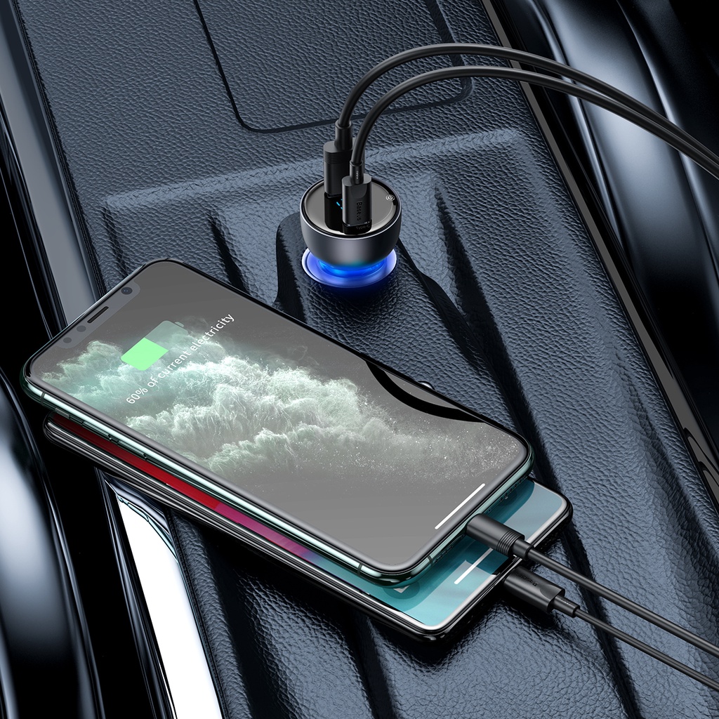 Tẩu sạc nhanh 65W trên xe hơi Baseus Particular Digital Display QC + PPS Dual Quick Charger