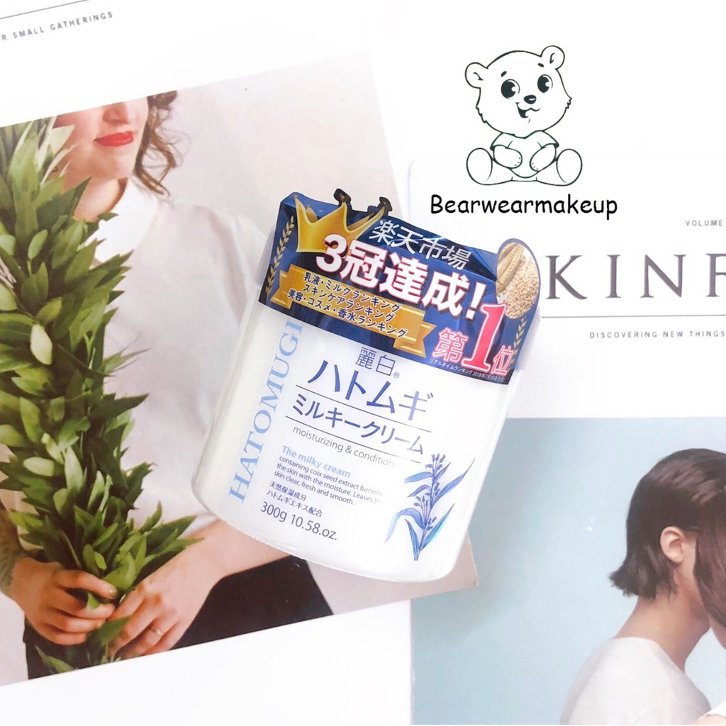 Kem dưỡng ẩm trắng da ý dĩ Hatomugi Moisturizing &amp; Conditioning The Milky Nhật Bản 300gr