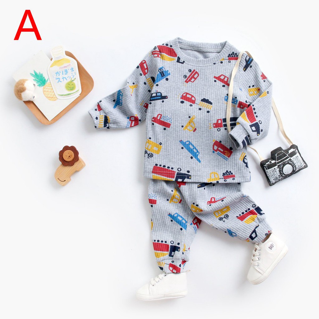 Bộ đồ 2 món Sanlutoz gồm áo + quần họa tiết hoạt hình bông hoa cho trẻ em