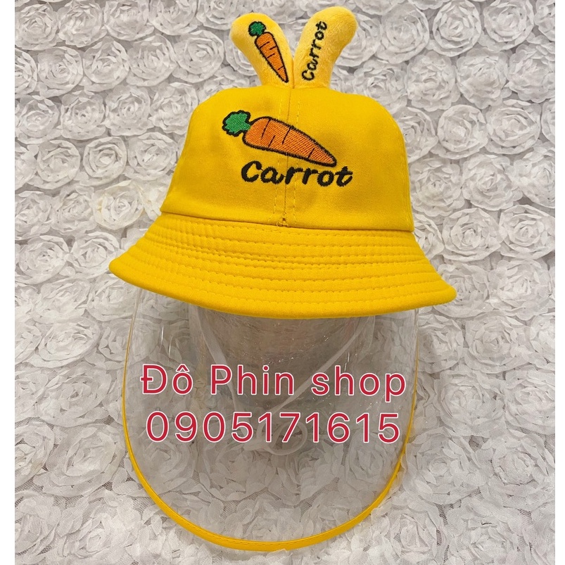 [Bé 2-6 tuổi] Mũ bucket vành chống giọt bắn trẻ em, vòng đầu 51cm, tấm chắn có thể tháo rời, chất mát, có dây quai nón