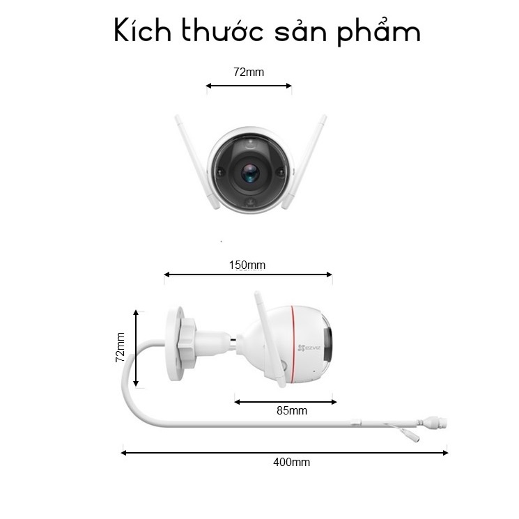 Camera Wifi ngoài trời Ezviz C3W Pro có màu ban đêm 2M/4M, Chính Hãng | BigBuy360 - bigbuy360.vn