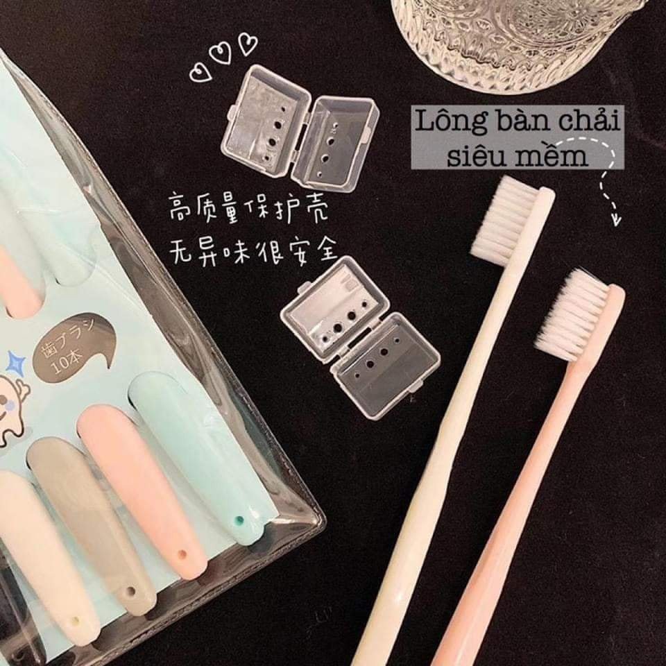 Bàn chải Nhật, set 10 bàn chải răng nội địa nhật lông tơ mềm chuyên làm trắng răng khử hôi và đánh bay mảng bám.