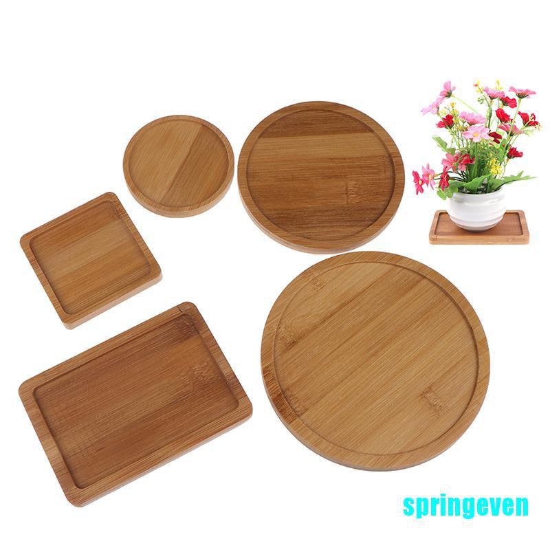 Khay Tre Hình Tròn / Vuông Lót Chậu Cây Trang Trí Sân Vườn