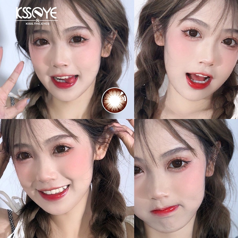 (COD)Kính áp Tròng Màu Nâu tự Nhiên Đường Kính lớn Mắt bé 14.5mm Thấu Kính Mềm Dưỡng ẩm Tự Nhiên Sử Dụng Hàng Ngày Trong 1 Năm Hộp Gửi Sinh Viên Nữ Trang điểm Mắt Kính áp Tròng
