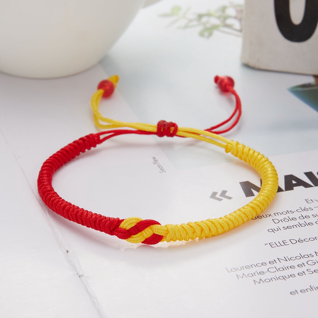 Vòng đeo tay RINHOO dây bện thủ công hai màu sắc kết hợp thắt nút thời trang dành cho cả nam và nữ