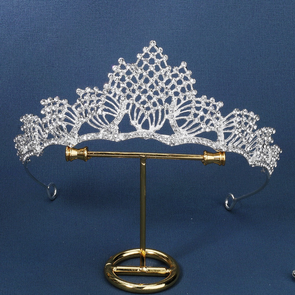 Vương Miện Công Chúa Đính Kim Cương Giả Bằng Hợp Kim Cho Cô Dâu