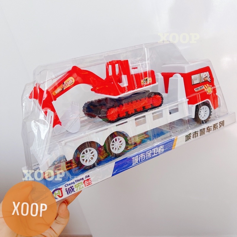 Đồ chơi xoop ! Xe cảnh sát,xe cứu hoả chở cẩu cho bé mã 006A-53