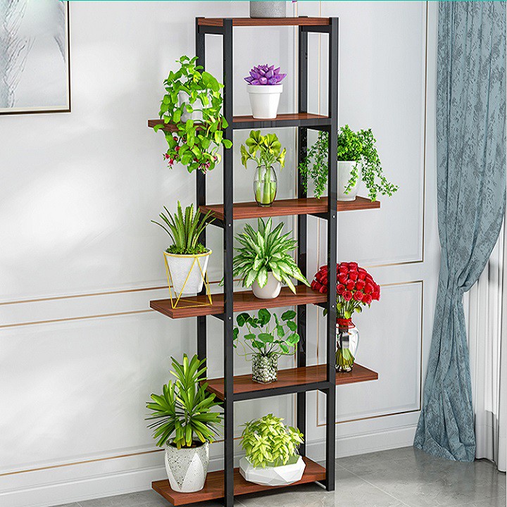 Kệ trang trí khung thép 6 tầng lệch, kệ để chậu hoa cây cảnh