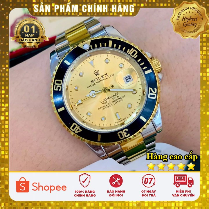 Đồng hồ nam Role cao cấp mặt tròn kim loại viền tọa độ xoay dây đúc đặc - Bảo hành 12 tháng - Đồng hồ P&T