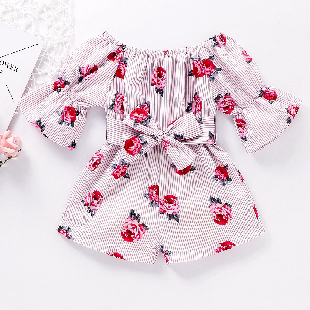 Bộ áo liền quần in họa tiết hoa xinh xắn dành cho bé gái